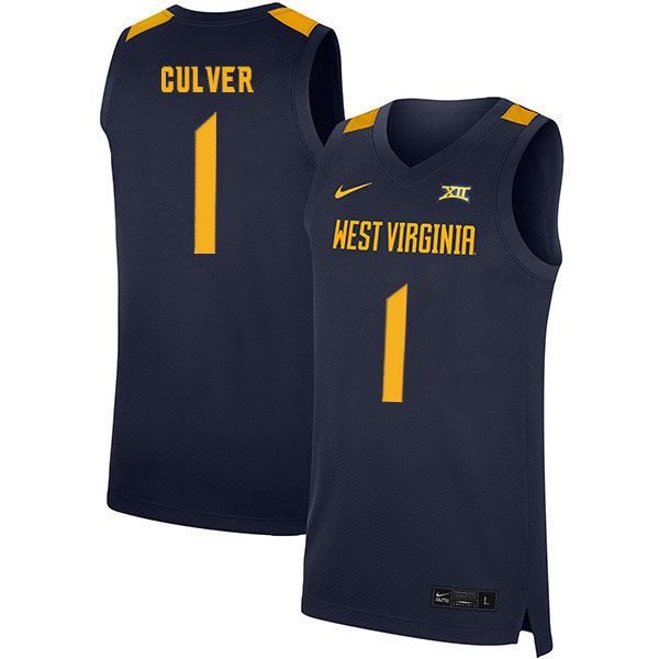 2020 Men #1 Derek Culver West Virginia Mountaineers College Basketball Jerseys Sale-Navy - Click Image to Close